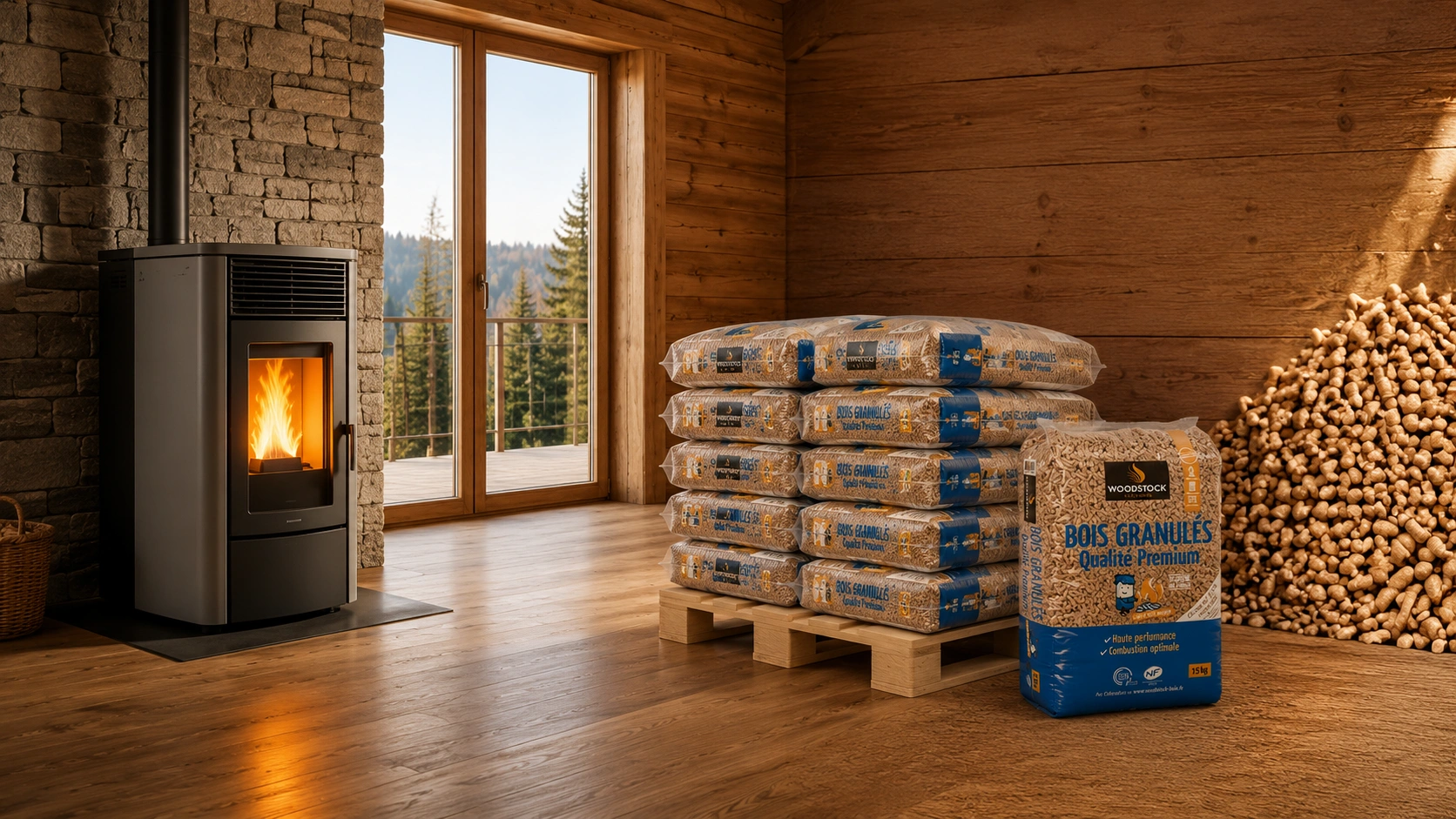 Sacs de granulés de bois premium