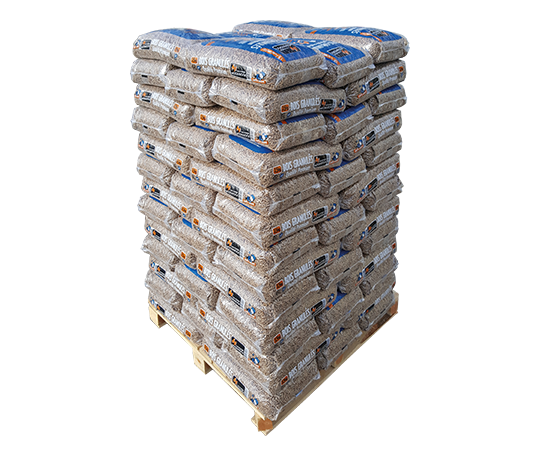 Palette-granules-de-bois-woodstock-bois.png Granulés de bois Woodstock | Palette 975kg (65 sacs) | ENplus A1 – Image 1